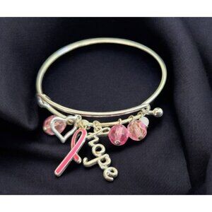 AVON Breast Cancer Awareness Crusade HOPE Pink & Silvertone Charm Bracelet